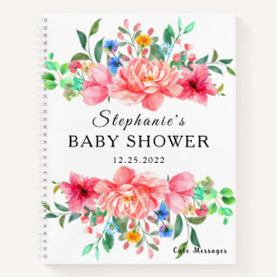 Elegant Guest Book Baby Shower Pink Rose Flower