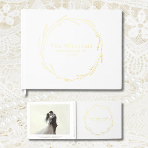 Elegant Guest Book Botanical Wreath Foil Guestbook