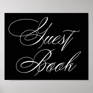 Elegant Guest Book White Calligraphy   Chic Sign