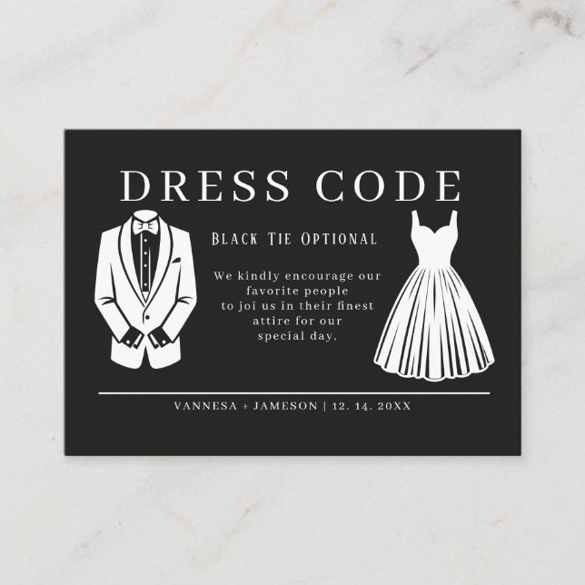 Elegant Guest dress code card, Canva attire  Enclosure Card (Front)