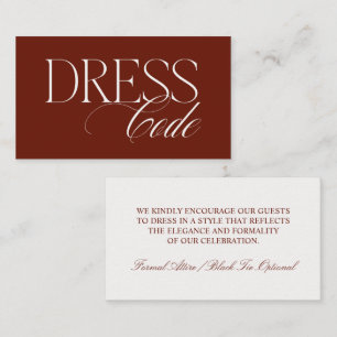 Elegant Guest Dress Code Wedding Enclosure Card