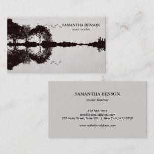 Elegant Guitar Lake Shadow Landscape Music Love Business Card