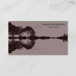 Elegant Guitar Lake Shadow Landscape Music Love Business Card