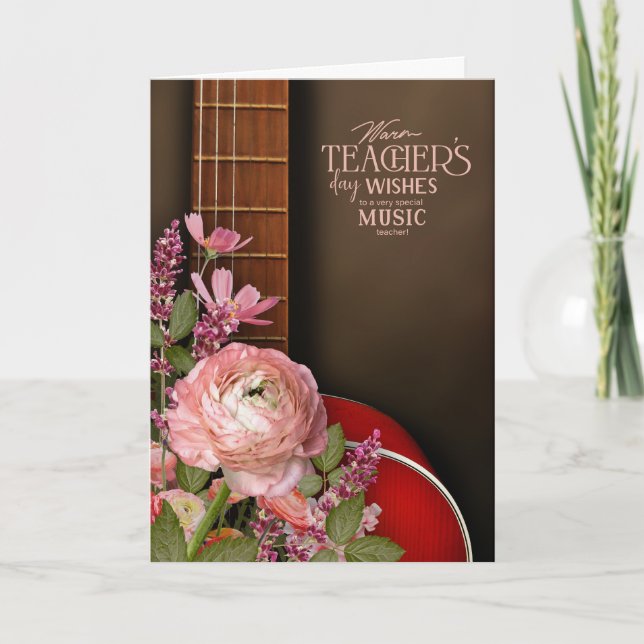 Elegant Guitar  Teacher's Day Appreciation Card (Front)