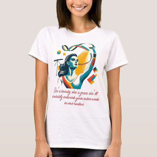 Elegant Gymnast in Retro Art Style T-Shirt (Front)