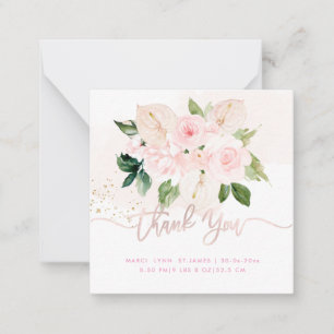 Elegant H2 Blush Pink Roses Baby Shower Thank You Card