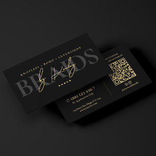 Elegant Hair Braider Braiding Studio Black Business Card