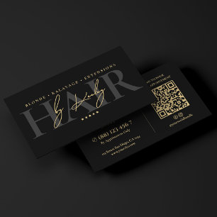 Elegant Hair Salon Balayage Colourist Black Modern Business Card