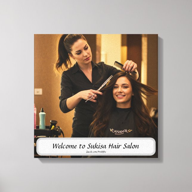  Elegant Hair Salon Custom Name Canvas Print (Front)