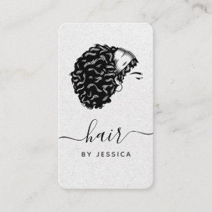 Elegant Hair Salon Grey Kraft Paper Afro Hair Girl Business Card