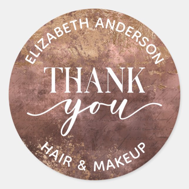 Elegant Hair Salon Thank You Typography Classic Round Sticker (Front)