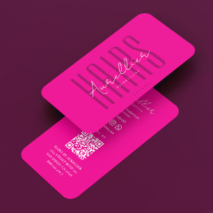 Elegant Hair Stylist Deep Pink Fuchsia Business Card