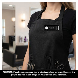 Elegant Hair Stylist Logo Salon Staff Black Name Tag