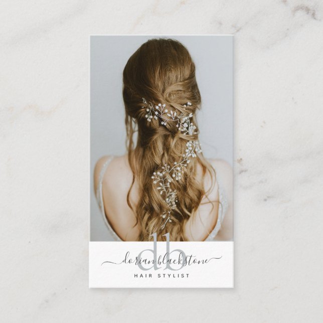 Elegant Hair Stylist Photo Hairstyle Hair Vine Business Card (Front)