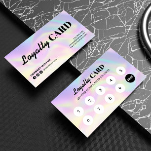 Elegant Hair Stylist Reward Holograpgic Loyalty Card