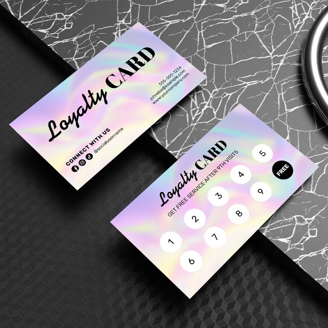 Elegant Hair Stylist Reward Holograpgic Loyalty Card (Creator Uploaded)
