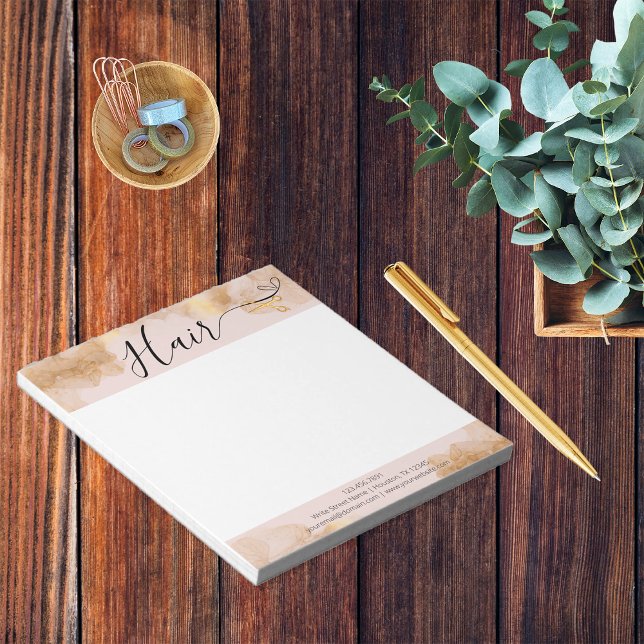 Elegant Hairdresser Hairstylist Pink Gold Scissors Notepad (Creator Uploaded)