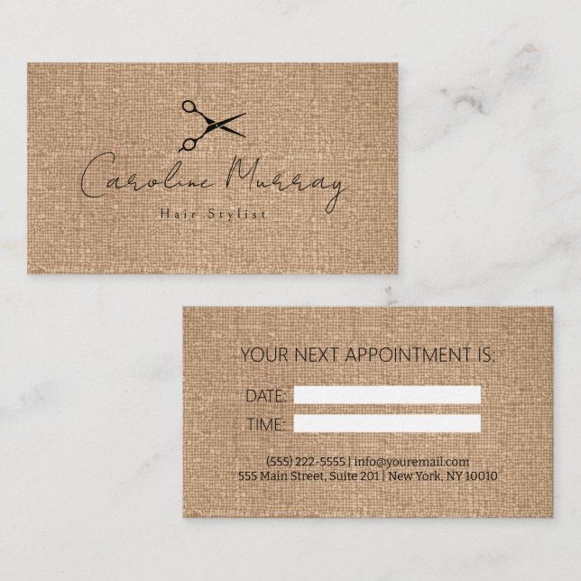 Elegant Hairstylist Appointment Card (Front/Back)