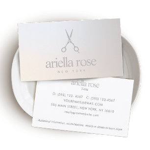 Elegant Hairstylist Scissors Luminous Gradient Business Card
