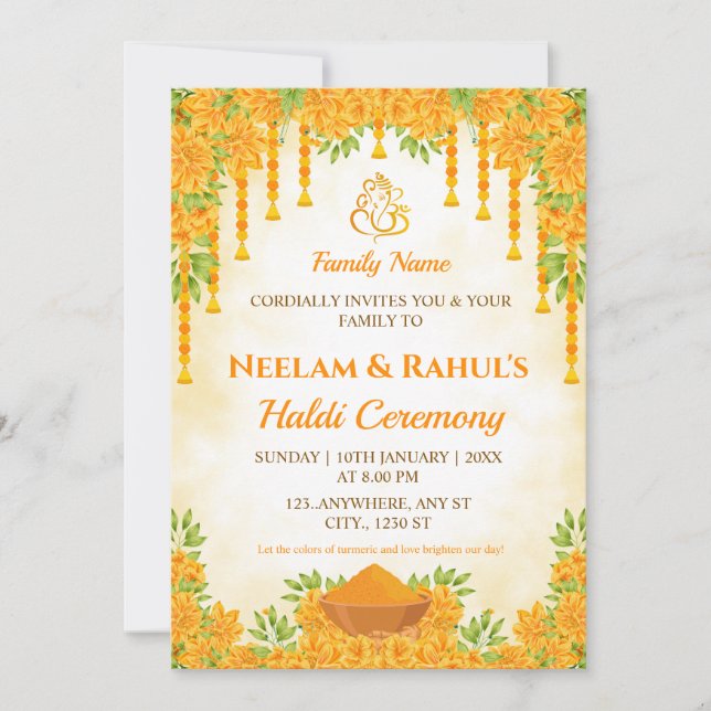 Elegant Haldi Ceremony Invitation (Front)