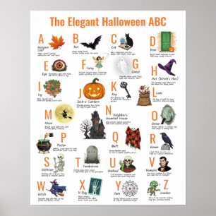 Elegant Halloween ABC Poster   Vintage 1950s Style Poster