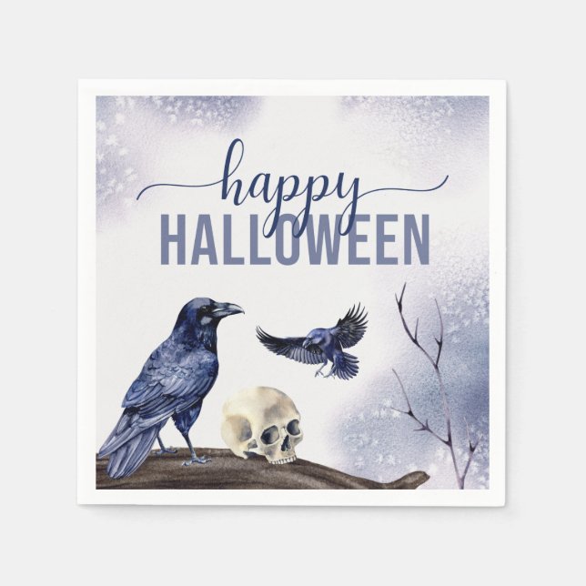 Elegant Halloween Adult Party Watercolor Gothic Napkin (Front)