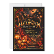 Elegant Halloween Bat Party Invitation