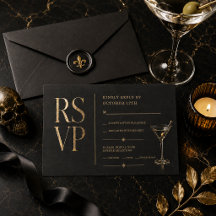 Elegant Halloween Cocktail RSVP insert card
