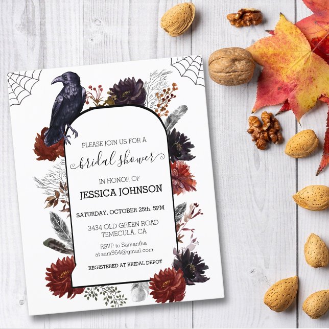 Elegant Halloween Floral Boho Bridal Shower Invita (Creator Uploaded)