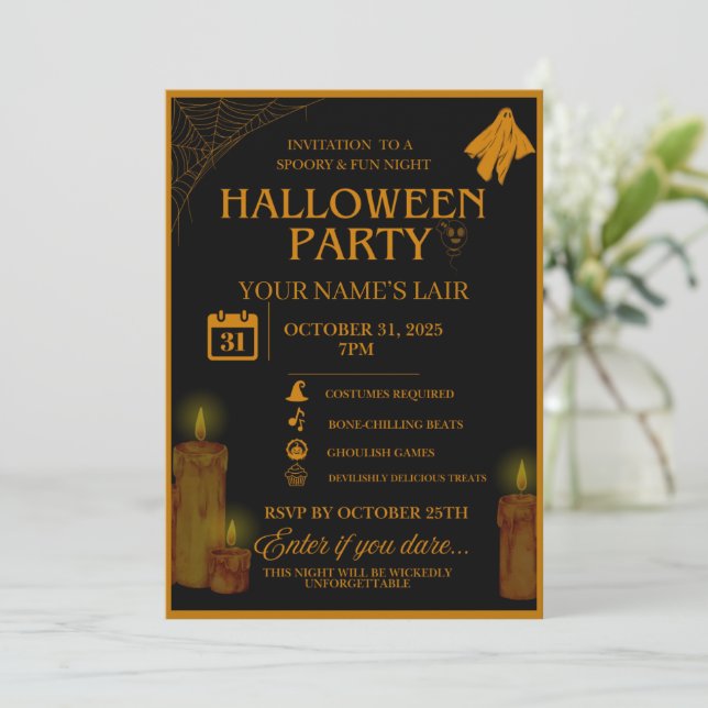 Elegant Halloween Party Invitation – Spooky Night  (Standing Front)