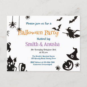 Elegant Halloween Party Invite – Postcard 