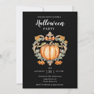 Elegant Halloween Pumpkin Party Invitation