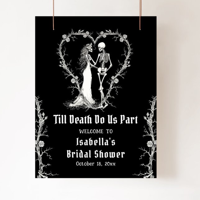 Elegant Halloween Skeleton Bridal Shower Welcome Poster (Creator Uploaded)