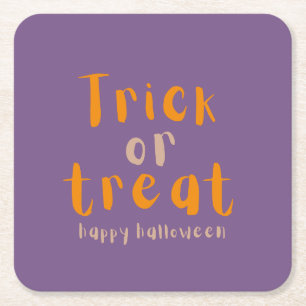 Elegant Halloween Trick or Treat Paper Coaster