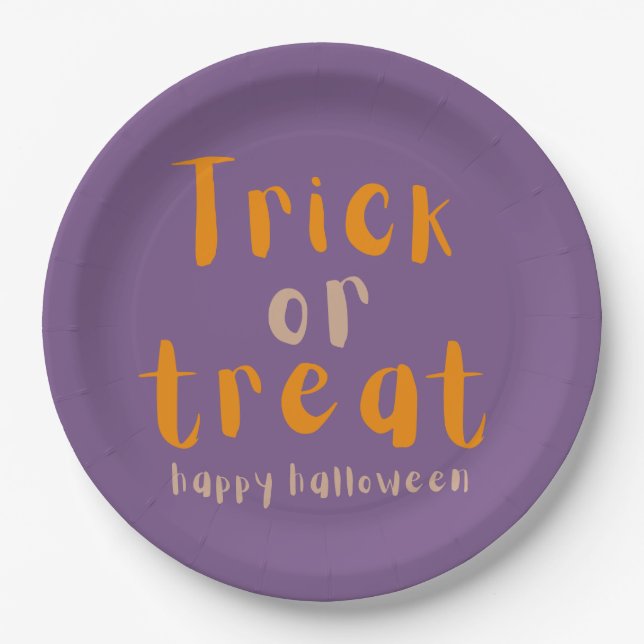 Elegant Halloween Trick or Treat Paper Plate (Front)