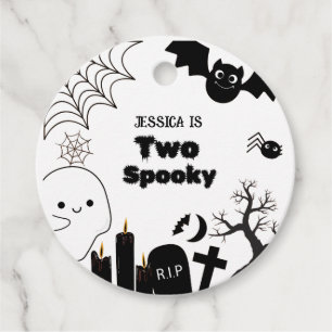 Elegant Halloween two spooky second Birthday party Favour Tags