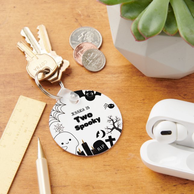 Elegant Halloween two spooky second Birthday party Key Ring (Desk)