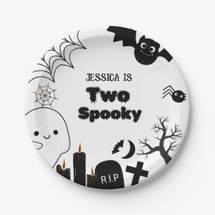 Elegant Halloween two spooky second Birthday party Paper Plate