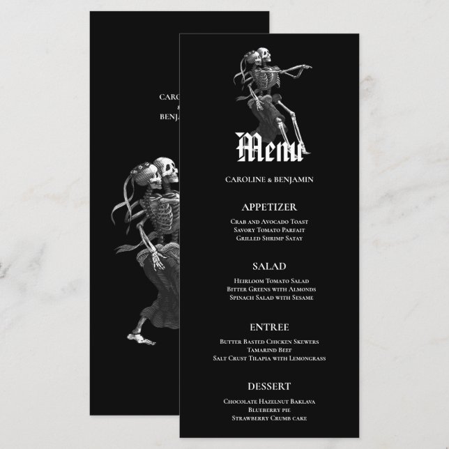 Elegant Halloween Wedding Menu (Front/Back)