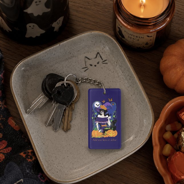 Elegant Halloween Witch Sugar Skull Purple Key Ring (Creator Uploaded)