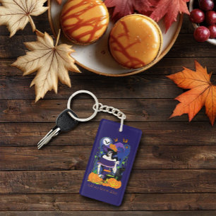 Elegant Halloween Witch Sugar Skull Purple Key Ring