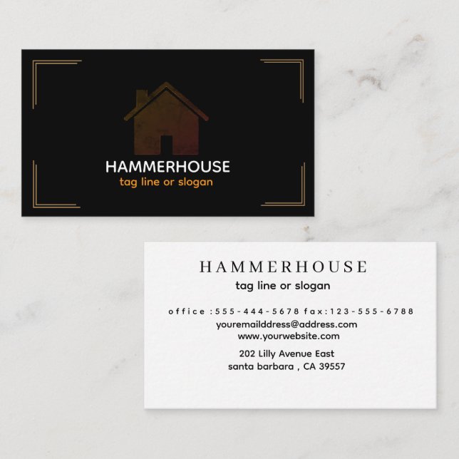 Elegant HammerHouse Business Card canstruction (Front/Back)