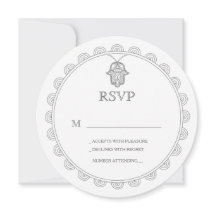 Elegant Hamsa round wedding RSVP card