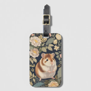 Elegant Hamster William Morris Inspired Floral Luggage Tag