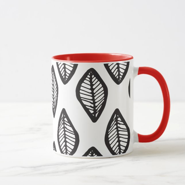 Elegant hand drawing leaf Tribal pattern Indian Mug (Right)