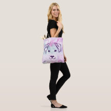 Elegant Hand Drawn 5 Lines Dog Floral Tote Bag