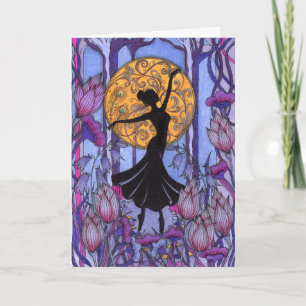 Elegant Hand-Drawn Ballerina Silhouette under Gold Card