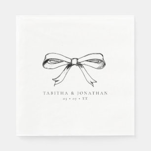 Elegant Hand Drawn Black Bow Wedding Napkin