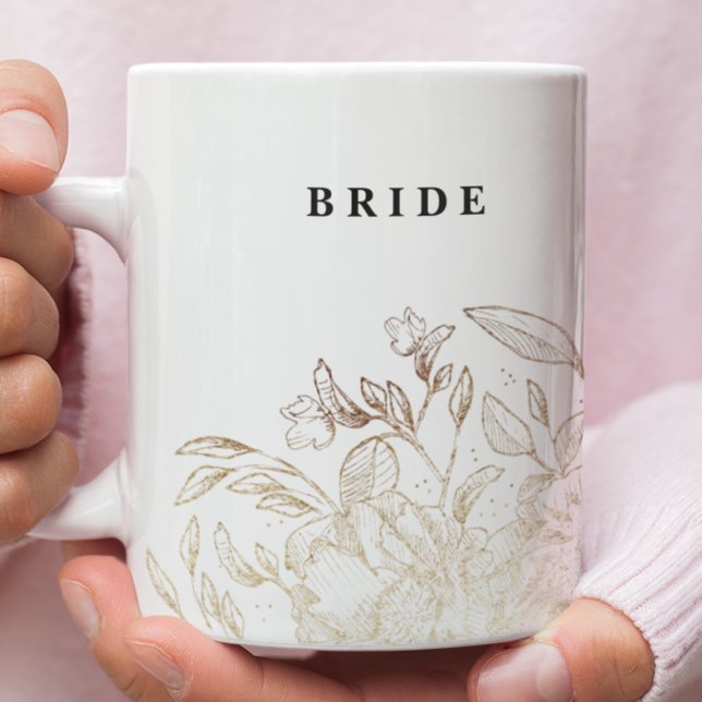 Elegant Hand Drawn Botanical Bridal Party Bride Coffee Mug (Creator Uploaded)