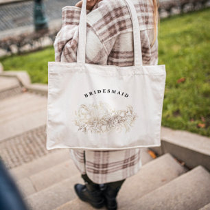 Elegant Hand Drawn Botanical Bridesmaid Party Tote Bag